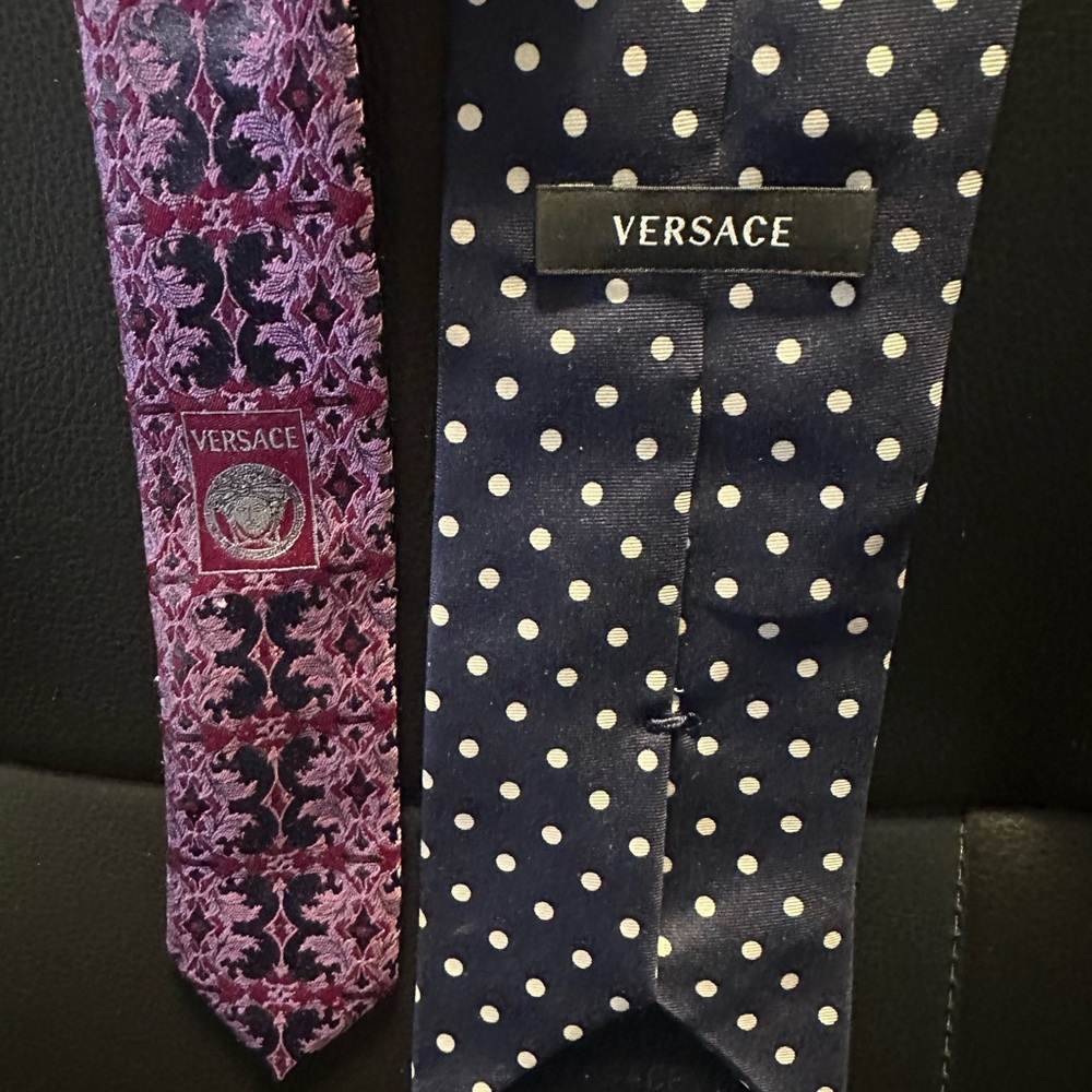 Versace Pink Floral and Navy Polka Dot Ties
